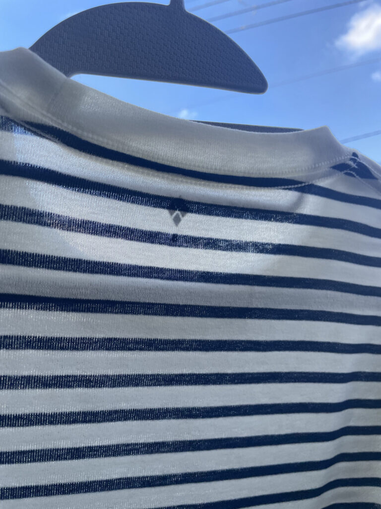 青空が透けて見えるモンベルWIC.ボーダーT